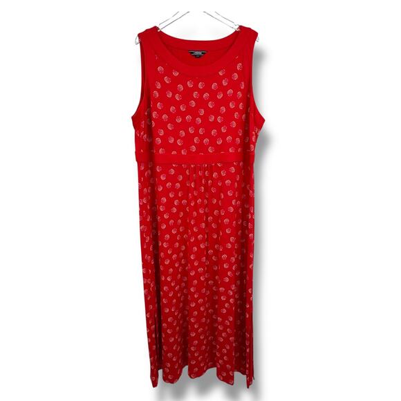Lands End maxi dress women's 3X sleeveless tank floral knit slits red stretch - Picture 1 of 8